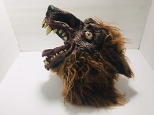 Werewolf Halloween Mask Scary Vicious Snarling Fang Teeth Gold Eyes Rubber