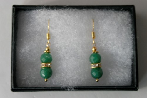 Bonito Oro Chapado Pendientes Con AAA Facetado Jade 3.7 Gr 2.6CM Largo + Ganchos - Imagen 5 de 8