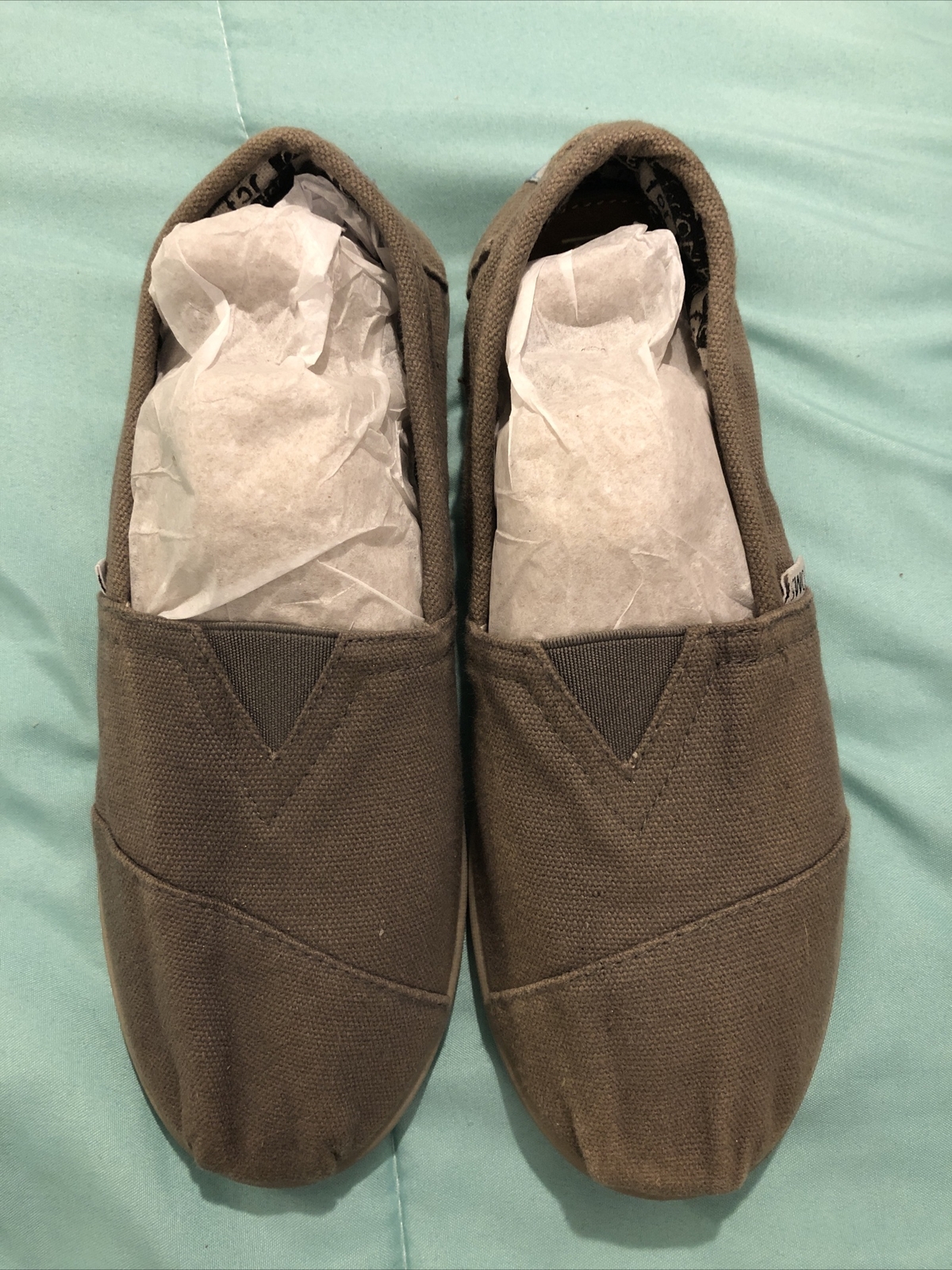 Toms Light Brown Canvas Slip On Shoes 