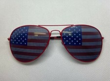 USA FLAG SUNGLASSES GLASSES AVAIATOR STYLE RED FRAME