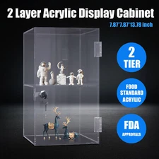 2-layers Transparent Countertop Display Storage Cabinet Acrylic Product Display