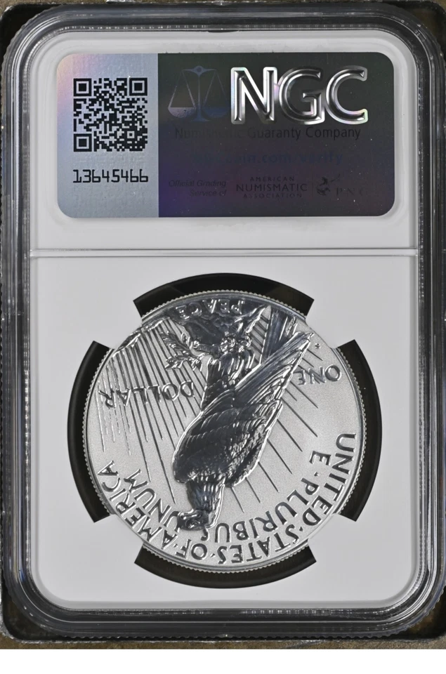 2023 S $1 Peace Silver Dollar NGC Reverse PF70 Yellow Label % - Image 2 of 2
