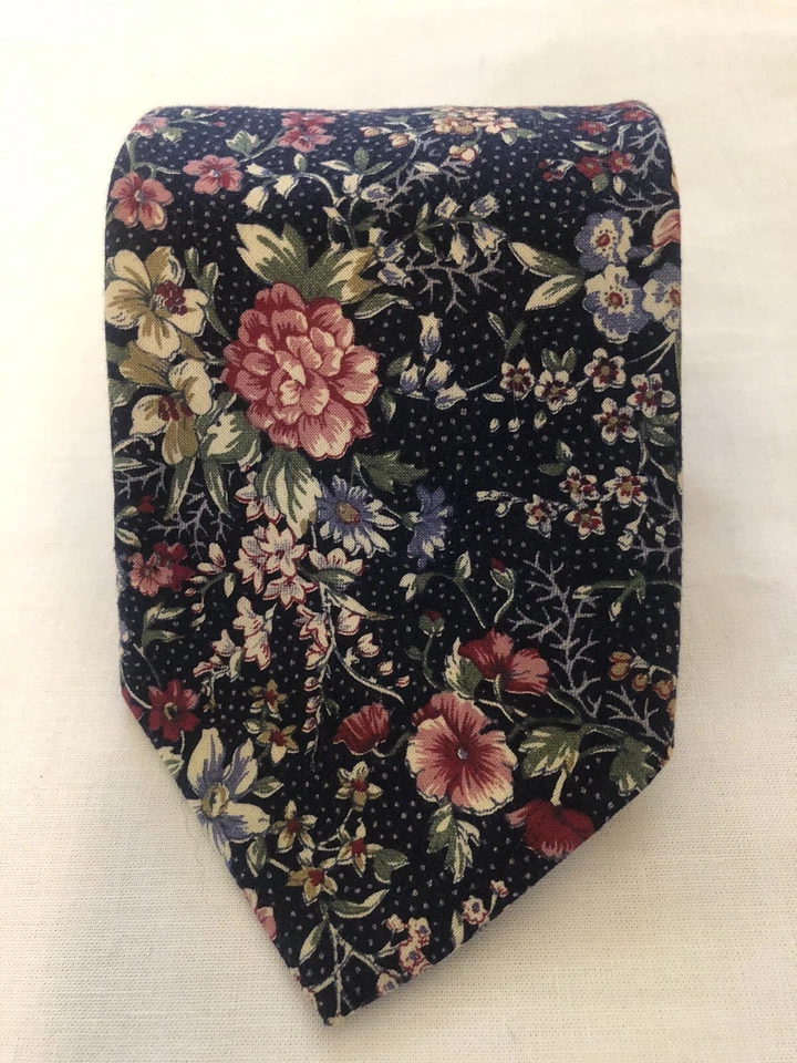 Corbata floral azul remache de Boston de algodón para hombre #25126 Foto 2 de 4