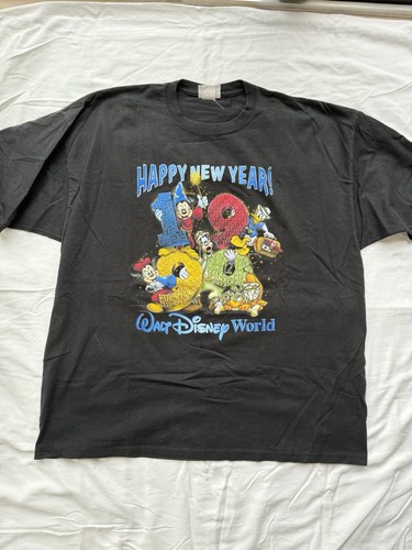 Vintage Walt Disney World 1999 T-Shirt Faded Black Sz XL Mickey Mouse MGM 90s