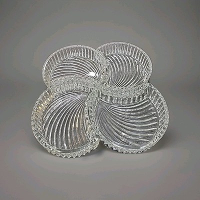 Mikasa Celebrations Princely 4 pc crystal candy/condiment set Crescent shaped