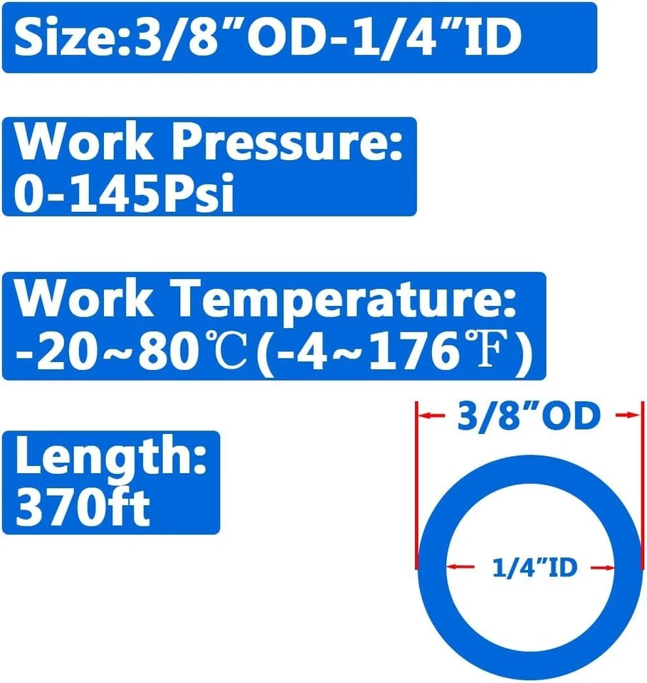 Versatile 3/8" OD PU Air Hose - 370ft Durable Tube for Heavy Duty Applications - Image 4 of 4