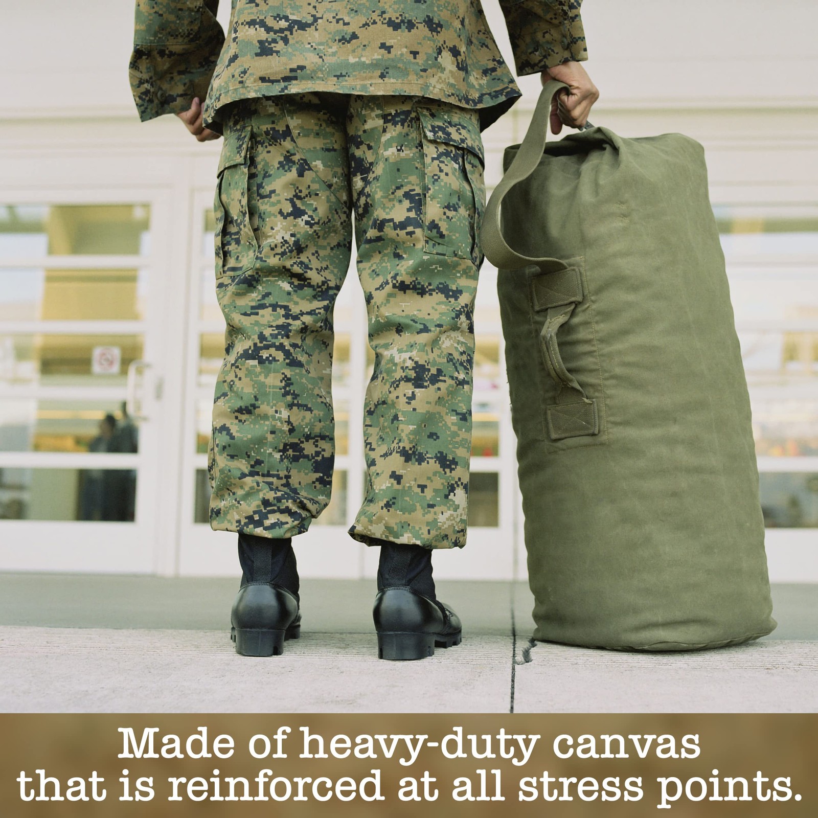 Canvas Duffel Bag - Heavy Duty Top Load Duffel Sea Bag - Military Green Cargo... image 3