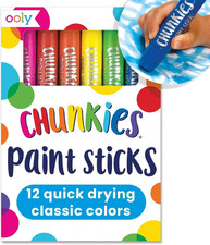 Ooly Chunkies 12 Mess Free Paint Sticks for Kids, Tempera Paint Sticks Kid Safe