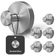 Removable Shower Hooks, 6 Pack Suction Hooks for Glass, Towel Hooks, Silver