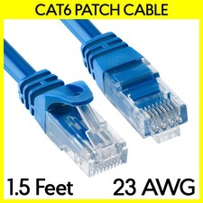 1.5 Feet Cat6 Cable Blue LAN Cat 6 Ethernet Patch Cord RJ45 Internet Modem Cable