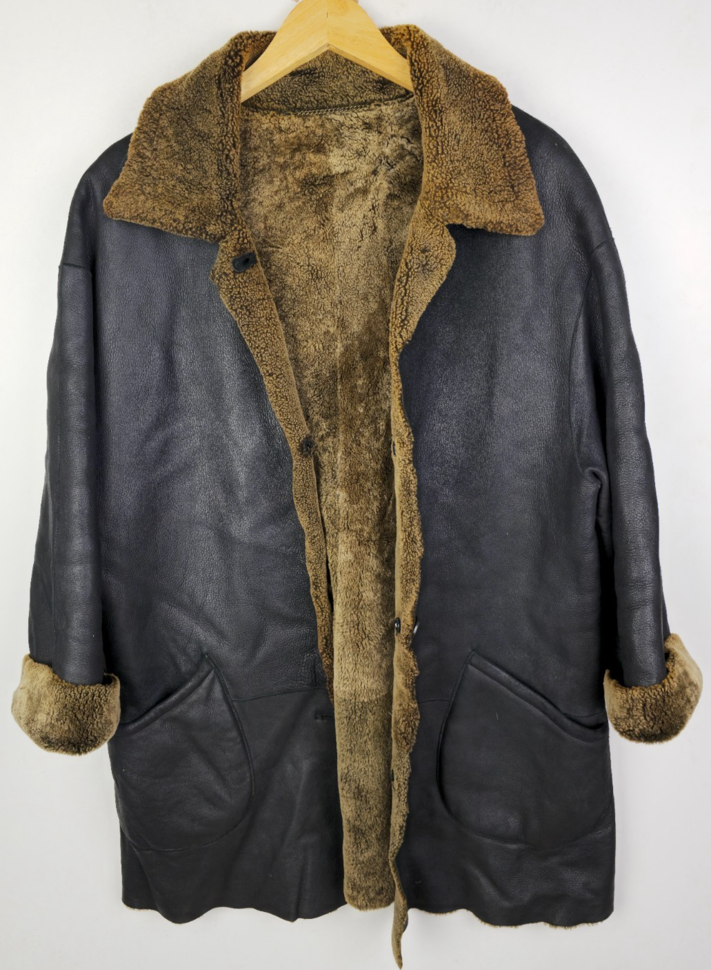 REAL SHEEPSKIN SHEARLING COAT UK Size 16 (US 12) Women`s Jacket - Excellent