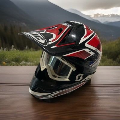 HJC Helmet Medium Black/Red/White Model: CS - MX Thrust With Goggles Small