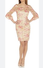 Adrianna Papell Embroidery Floral Bell Sleeve Dress Size 14