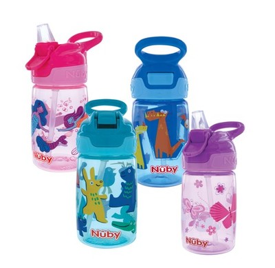 Nuby Kid s Flip-it Reflex Push Button On-The-Go 12 Ounces, Colors May Vary