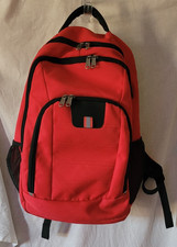 Unbranded Backpack Red 3 Zipper Pockets Mesh Side Pockets Laptop Headphones Work