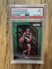 2018-19 Panini Prizm #61 Anfernee Simons Green Choice /8 RC PSA 9 Mint
