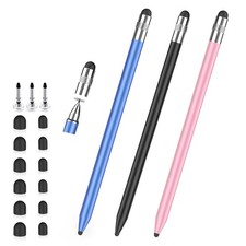 Stylus Pen for Touchscreen, 3-in-1 Rubber Disc Stylus, Black/Blue/Rose Gold