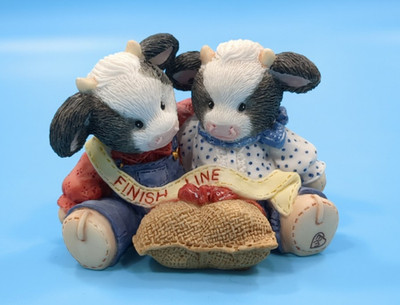 Mary's Moo Moos Cow Figurine We Make a Great Team 1994 Enesco Three LegSack Race