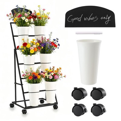 Flower Stand with Buckets for Events, Indoor/Outdoor Flower Display Cart