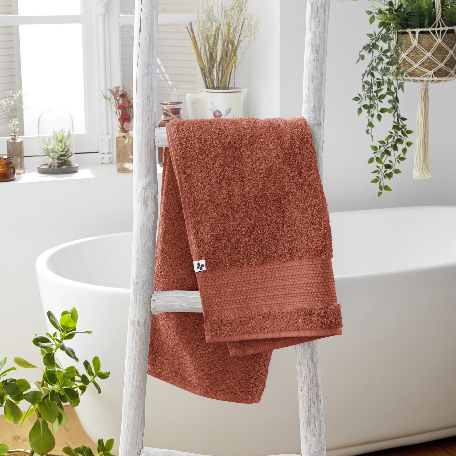 Serviette de toilette 50x90 cm GARANCE terracotta en coton
