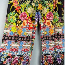 Johnny Was Dreamer Wrap Coverup Pants Womens Small Black Floral Wide Leg Viscose