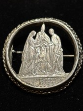 Antique Silver French Love Token Brooch – Napoleon III & Empress Eugénie (1850s)