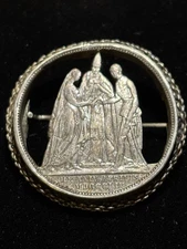 Antique Silver French Love Token Brooch – Napoleon III & Empress Eugénie (1850s)