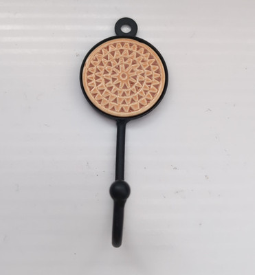 NOS Moderner Wandhaken Schwarz Matt Gusseisen Deko Beige Mandala Keramik Scheibe