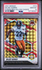 2021 PANINI MOSAIC FUSION RED/YELLOW CHOICE #313 NAJEE HARRIS 24/80 PSA 10