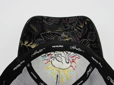 Ed Hardy By Christian Audigier Snap Back Skull Rhinestone Black
