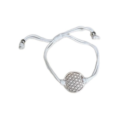 Armband Symbol Blume des Lebens verstellbar Gr.U Baumwolle weiß heilige Geometrie