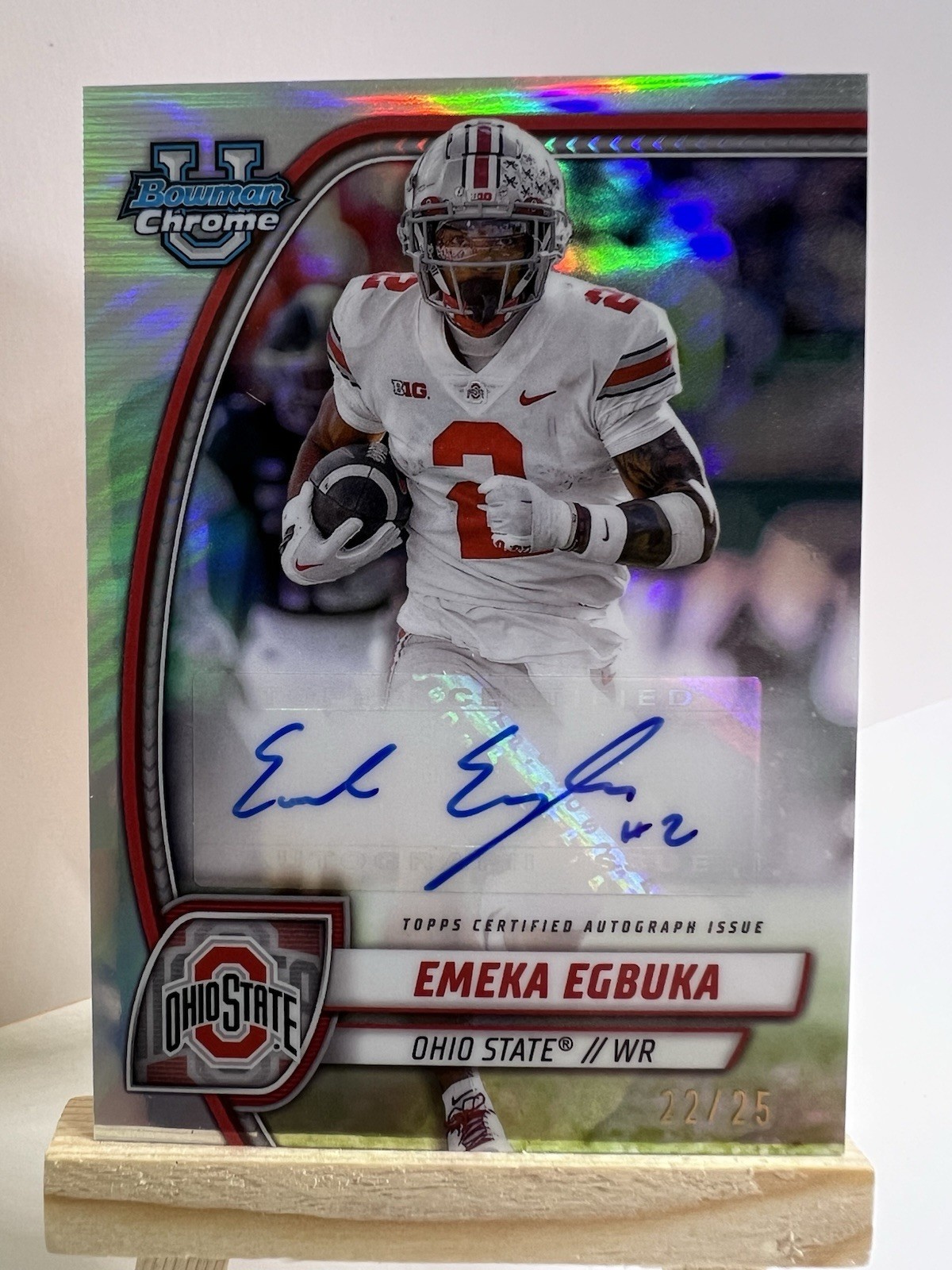 2024 Bowman U Chrome EMEKA EGBUKA Image Variation Auto /25 Ohio State RC Tampa