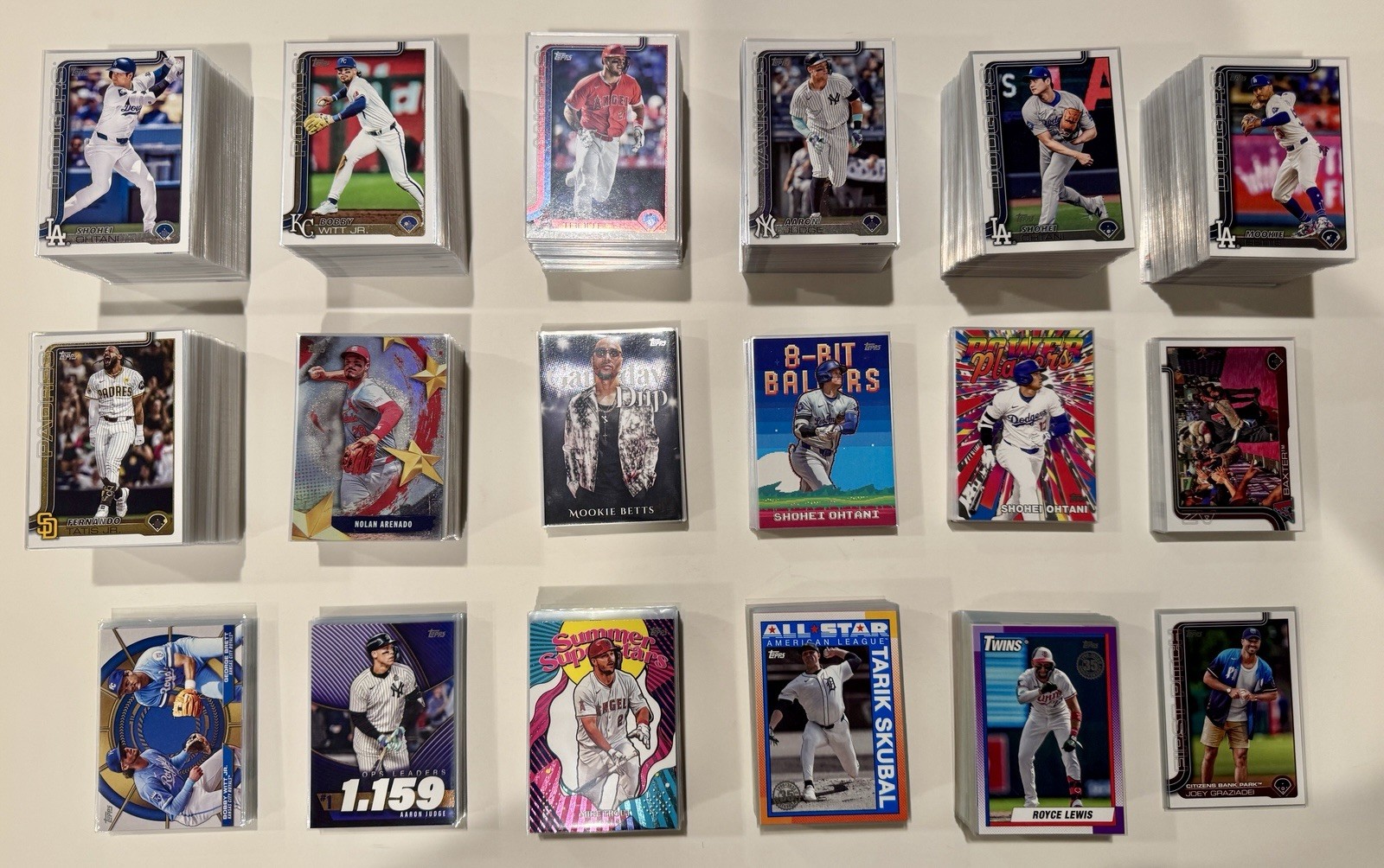 Sleeved Complete 2025 Topps Series 1 & 2 #1-700 + 11 Insert Sets Celebration