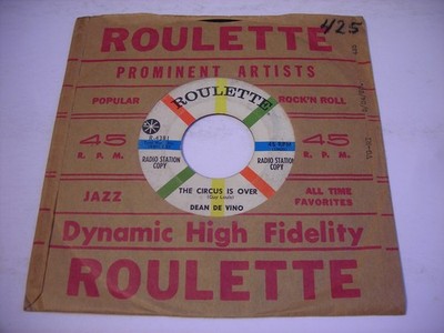PROMO w SLEEVE Dean De Vino The Circus is Over / Earthquake 1961 45rpm