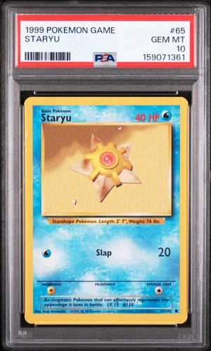 1999 POKEMON BASE SET UNLIMITED #65 STARYU PSA 10