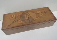 Vecchia antica scatola intarsiata in legno CAVALLO - iniziali E.G