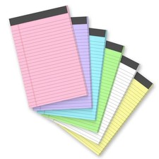 6 Pack 5 x 8 Inch Colored Legal Pads, 6 Bright Colors Double-Sided Lined Note...
