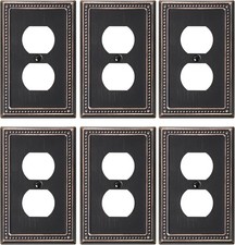 6-Pack Duplex Outlet Cover Plate, Aged Bronze Metal Wall Plates for Electrical O