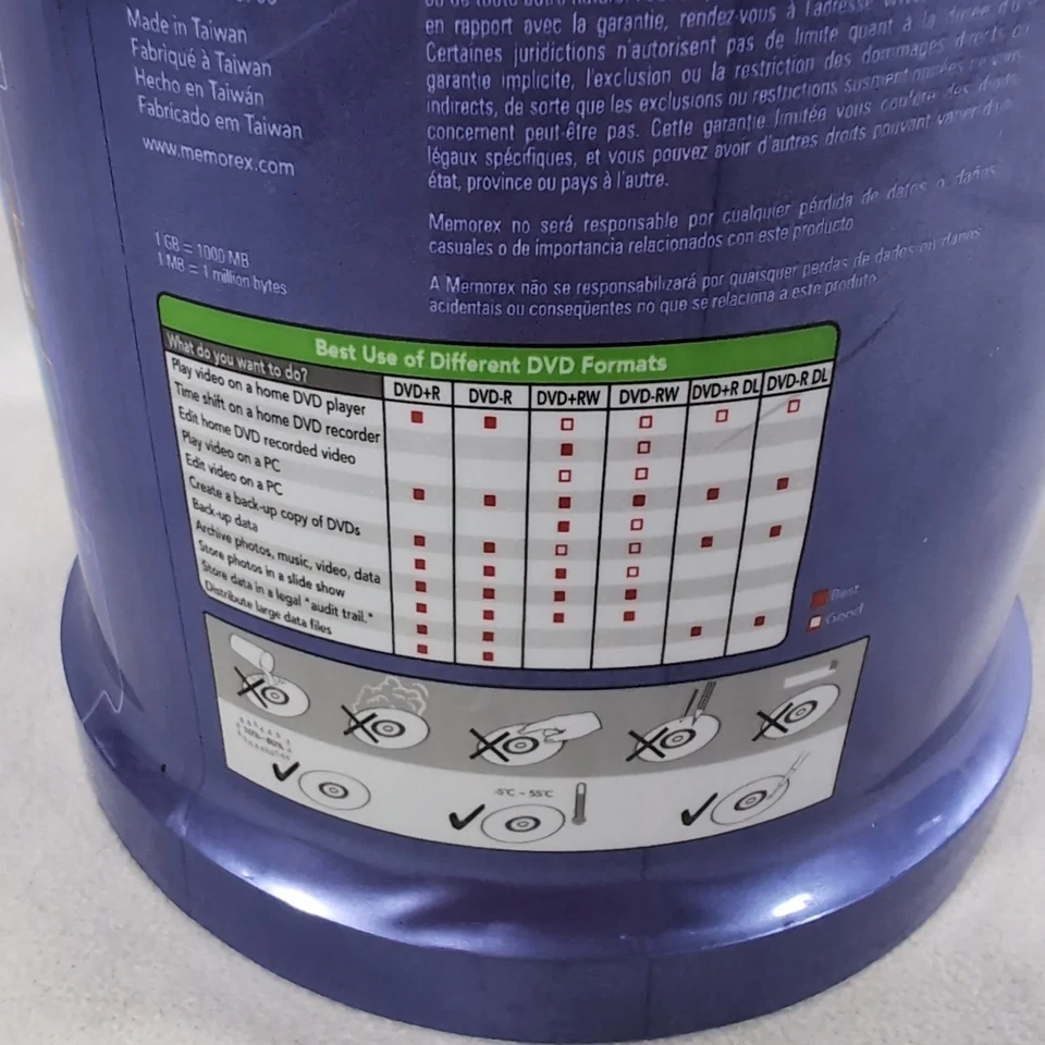 Memorex DVD+R 100 Pack 120 min 2008 4.7 GB 16x Spindle Recordable Blank Disc NEW - Image 4 of 4