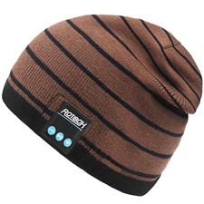 Washable Bluetooth Beanie Hat with Wireless Stereo Over One Size Bb006-brown