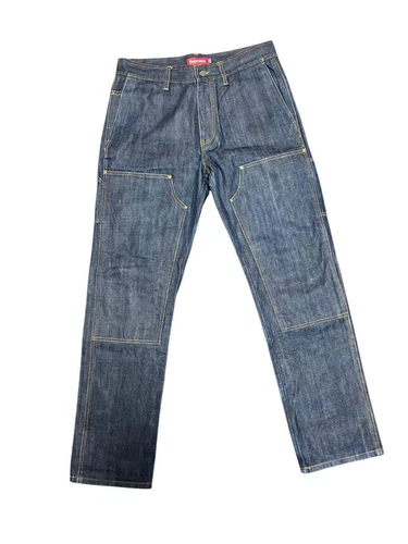 Pantalon denim double genou Supreme 32 rigide occasion coupe élégante JAPON