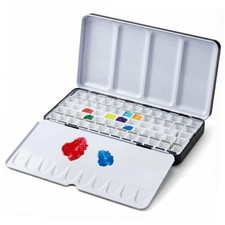 Empty Watercolor Palette Tin with Lid - Holds 48 Half Pans 63 Large