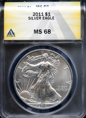 2011 .999 Silver 1oz $1 Silver American Eagle MS 68 ANACS # 7994195 + Bonus