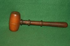  Antique Vintage Judge Gavel Mallet Hammer Nicely Turned Wooden Handle INV#FR29