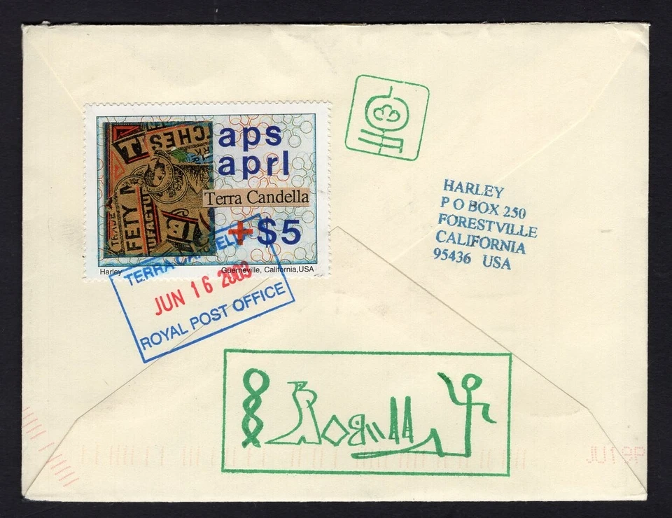 USA 2003 Cover to Canada Artist HARLEY Hand Addressed, Art Stamps TERRA CANDELLA - Image 3 of 3