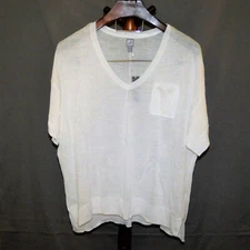 JCP White Sheer Pullover Knit Cover Up Top Plus size 2X High Low V Neck NWT