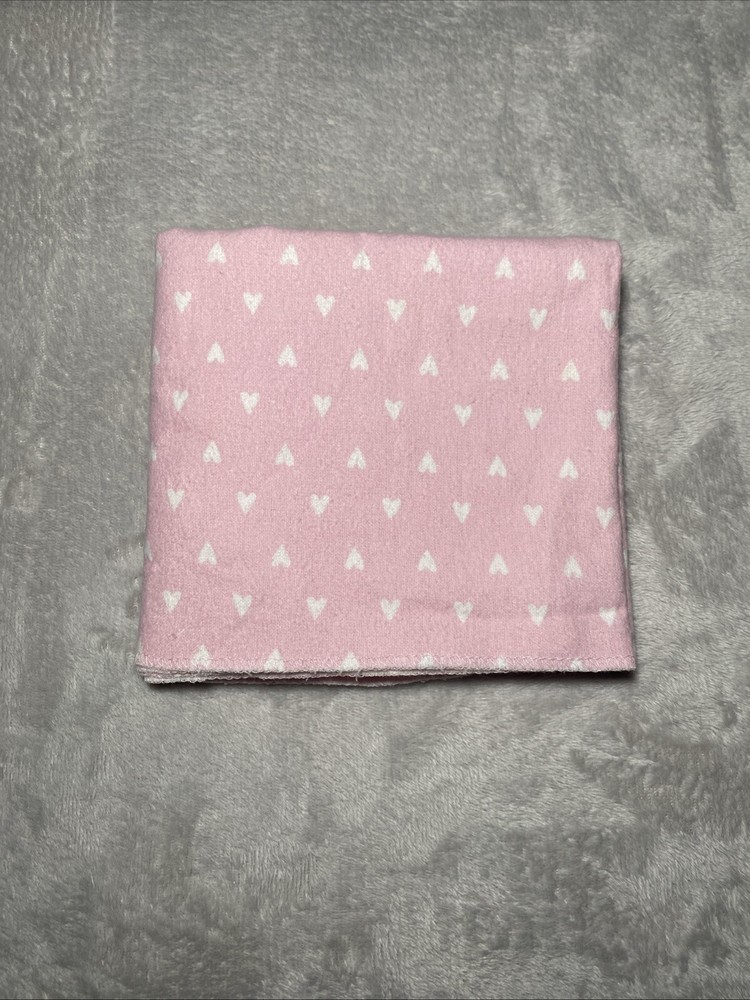 Cloud Island Pink Flannel Baby Blanket with White Hearts Soft Cotton Lovey  