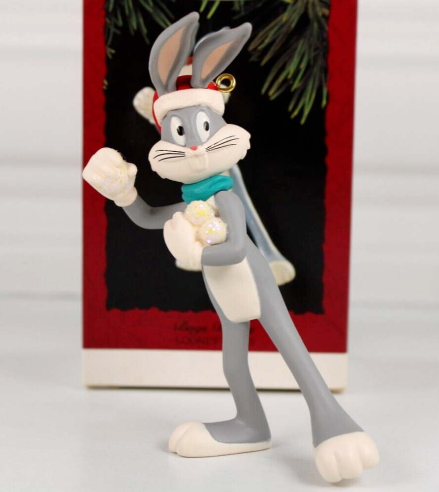 Vintage 1995 Hallmark Bugs Bunny Glittering Snowball Looney Tunes Ornament