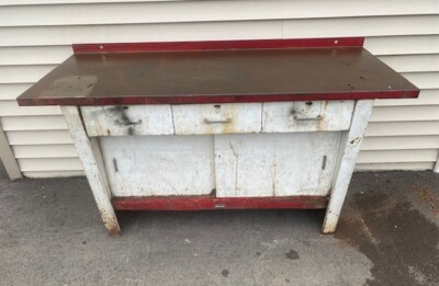 Vintage 40s SHURE Oil Gas Service Station Work Bench Lubrication