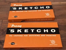 Vintage Sketcho Prang Oil Crayons Sketching Painting 1960s MCM USA 1166-12